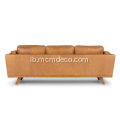 Mëtt Joerhonnert Modern Timber Charme Tan Lieder Sofa